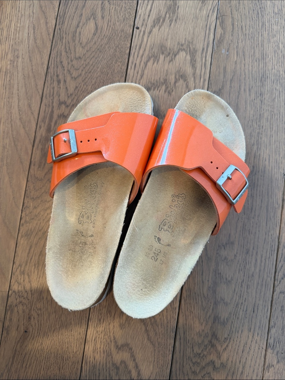Birkenstock Orange Single-Buckle Kids Slide Sandals